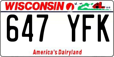 WI license plate 647YFK