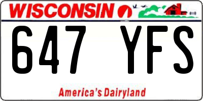 WI license plate 647YFS