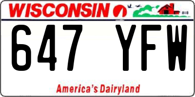 WI license plate 647YFW