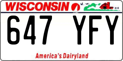 WI license plate 647YFY
