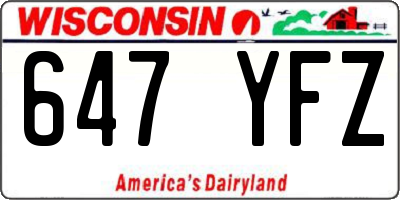 WI license plate 647YFZ