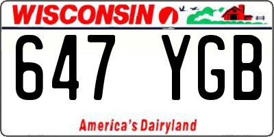 WI license plate 647YGB