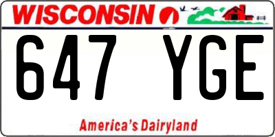 WI license plate 647YGE