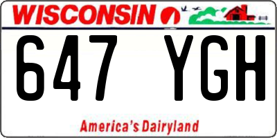 WI license plate 647YGH