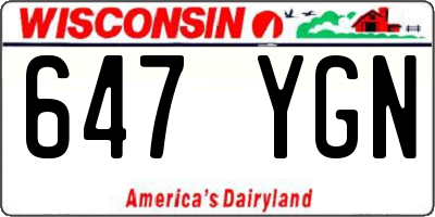 WI license plate 647YGN