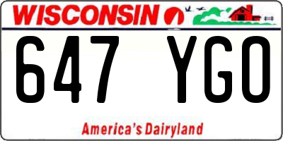 WI license plate 647YGO