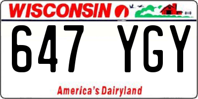 WI license plate 647YGY