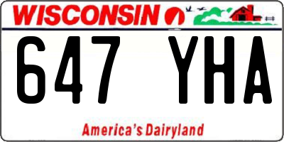 WI license plate 647YHA