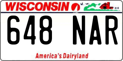 WI license plate 648NAR