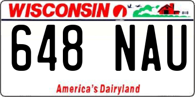 WI license plate 648NAU