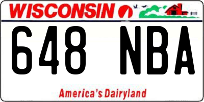 WI license plate 648NBA