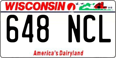WI license plate 648NCL