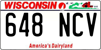 WI license plate 648NCV