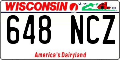 WI license plate 648NCZ