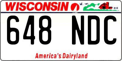 WI license plate 648NDC