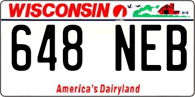 WI license plate 648NEB