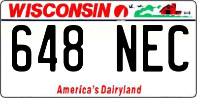 WI license plate 648NEC