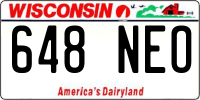 WI license plate 648NEO