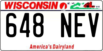 WI license plate 648NEV