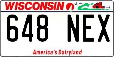 WI license plate 648NEX