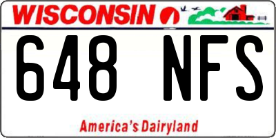 WI license plate 648NFS