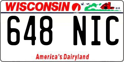 WI license plate 648NIC