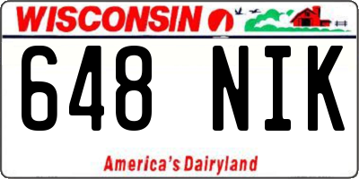 WI license plate 648NIK