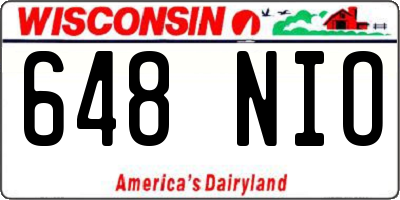 WI license plate 648NIO