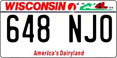 WI license plate 648NJO