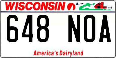 WI license plate 648NOA