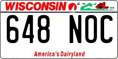 WI license plate 648NOC