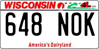 WI license plate 648NOK