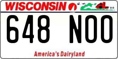WI license plate 648NOO