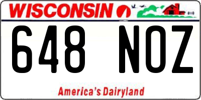 WI license plate 648NOZ