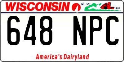 WI license plate 648NPC