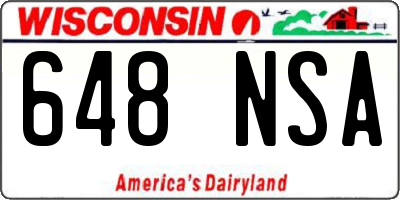 WI license plate 648NSA