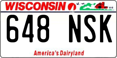 WI license plate 648NSK