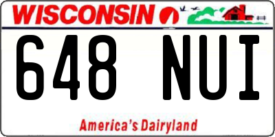 WI license plate 648NUI
