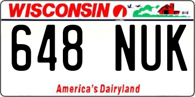 WI license plate 648NUK