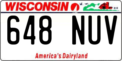 WI license plate 648NUV