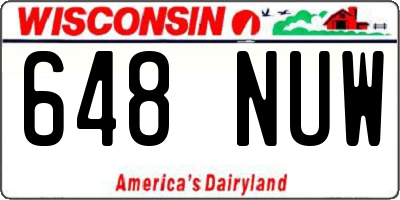WI license plate 648NUW