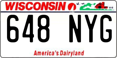 WI license plate 648NYG