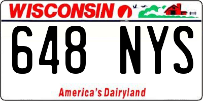 WI license plate 648NYS