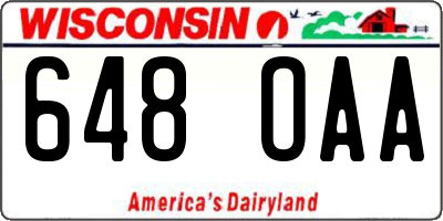 WI license plate 648OAA