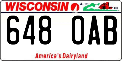 WI license plate 648OAB