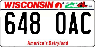 WI license plate 648OAC