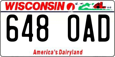 WI license plate 648OAD