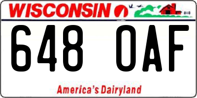 WI license plate 648OAF