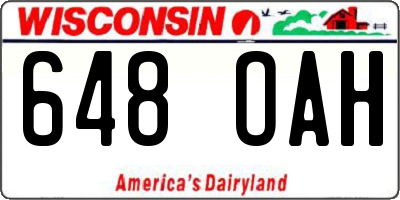 WI license plate 648OAH