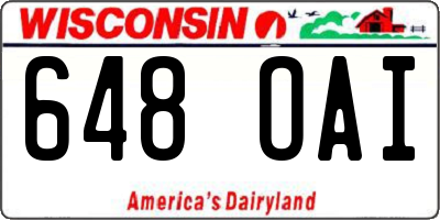 WI license plate 648OAI